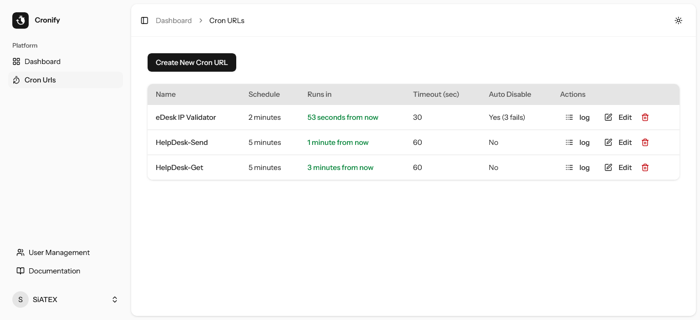 Cronify Task History